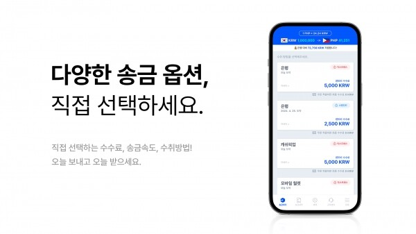 다양한 송금 옵션, 직접 선택하는 수수료, 송금속도, 수치방법