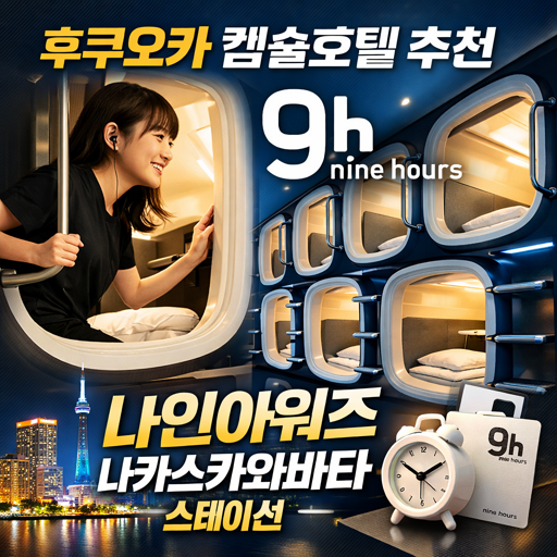 후쿠오카 캡슐호텔 추천 - 9h 나인아워즈 나카스카와바타 스테이션