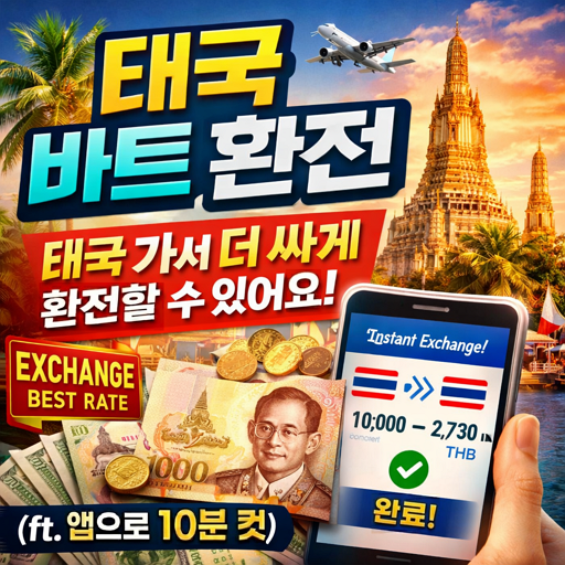 태국 바트 환전, 태국 가서 더 싸게 환전할 수 있어요 (ft. 앱으로 10분 컷)