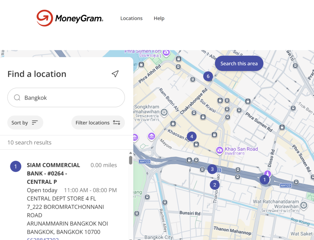 방콕 주면 머니그램