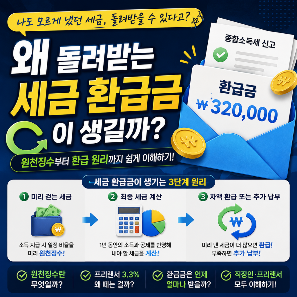 세금 환급금은 왜 생길까? 원천징수부터 환급 원리까지 쉽게 이해하기 1 세금 환급금은 왜 생길까? 원천징수부터 환급 원리까지 쉽게 이해하기