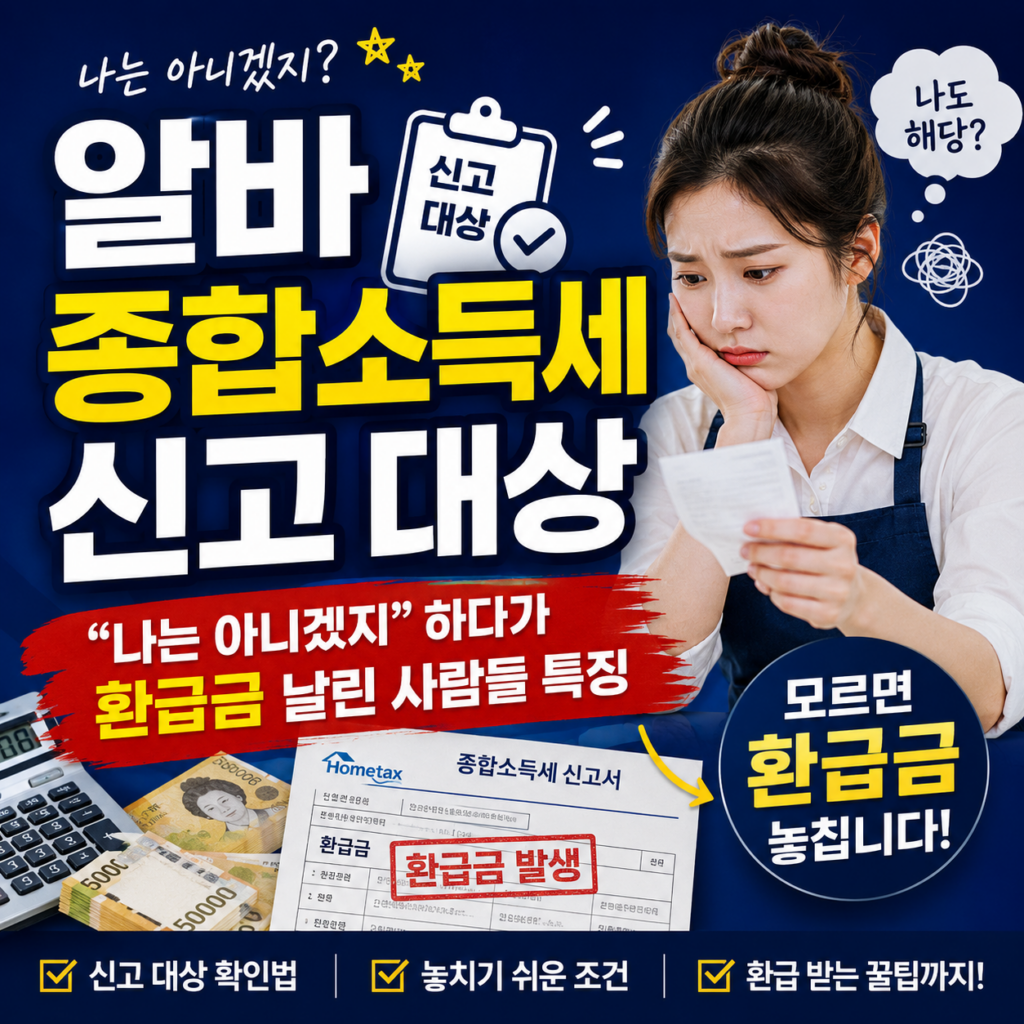 알바 종합소득세 신고 대상, "나는 아니겠지" 하다가 환급금 날린 사람들 특징
