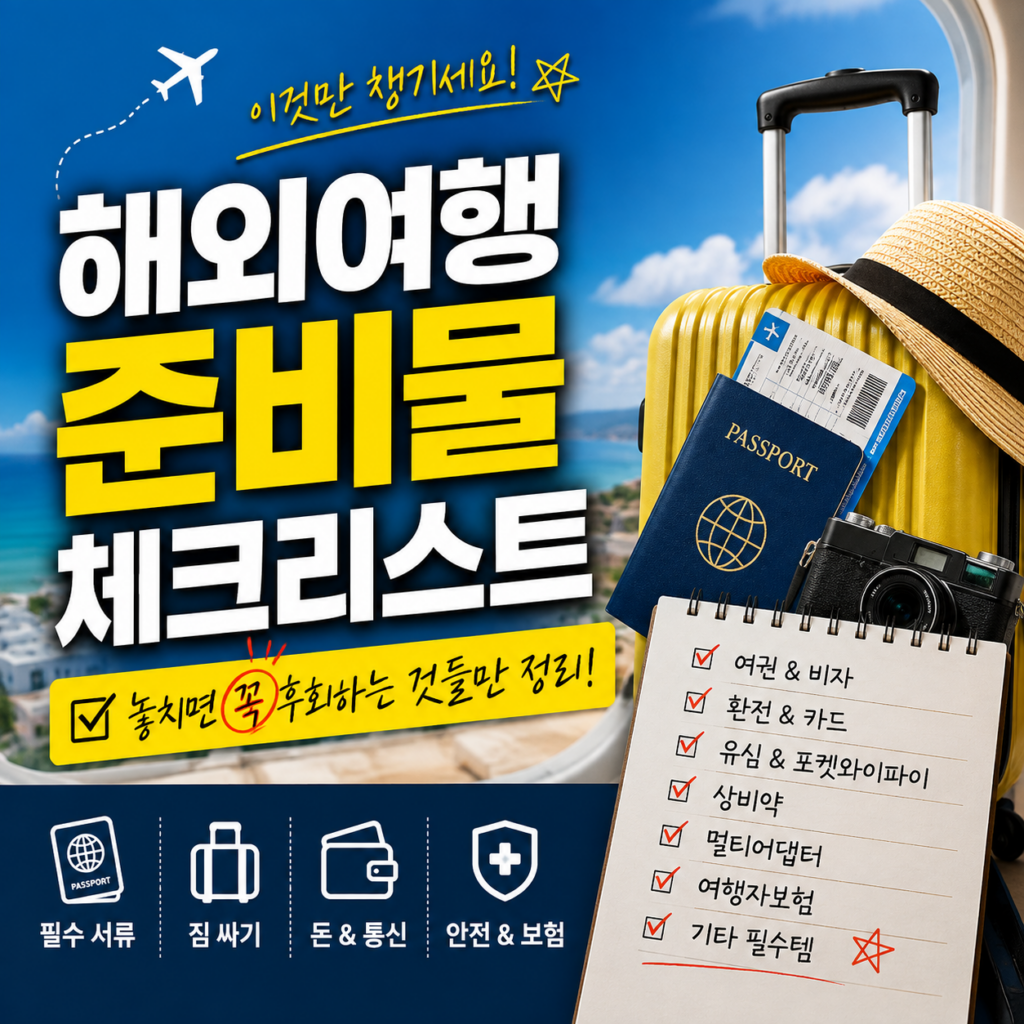 해외여행 준비물 체크리스트, 놓치면 꼭 후회하는 것들만 정리